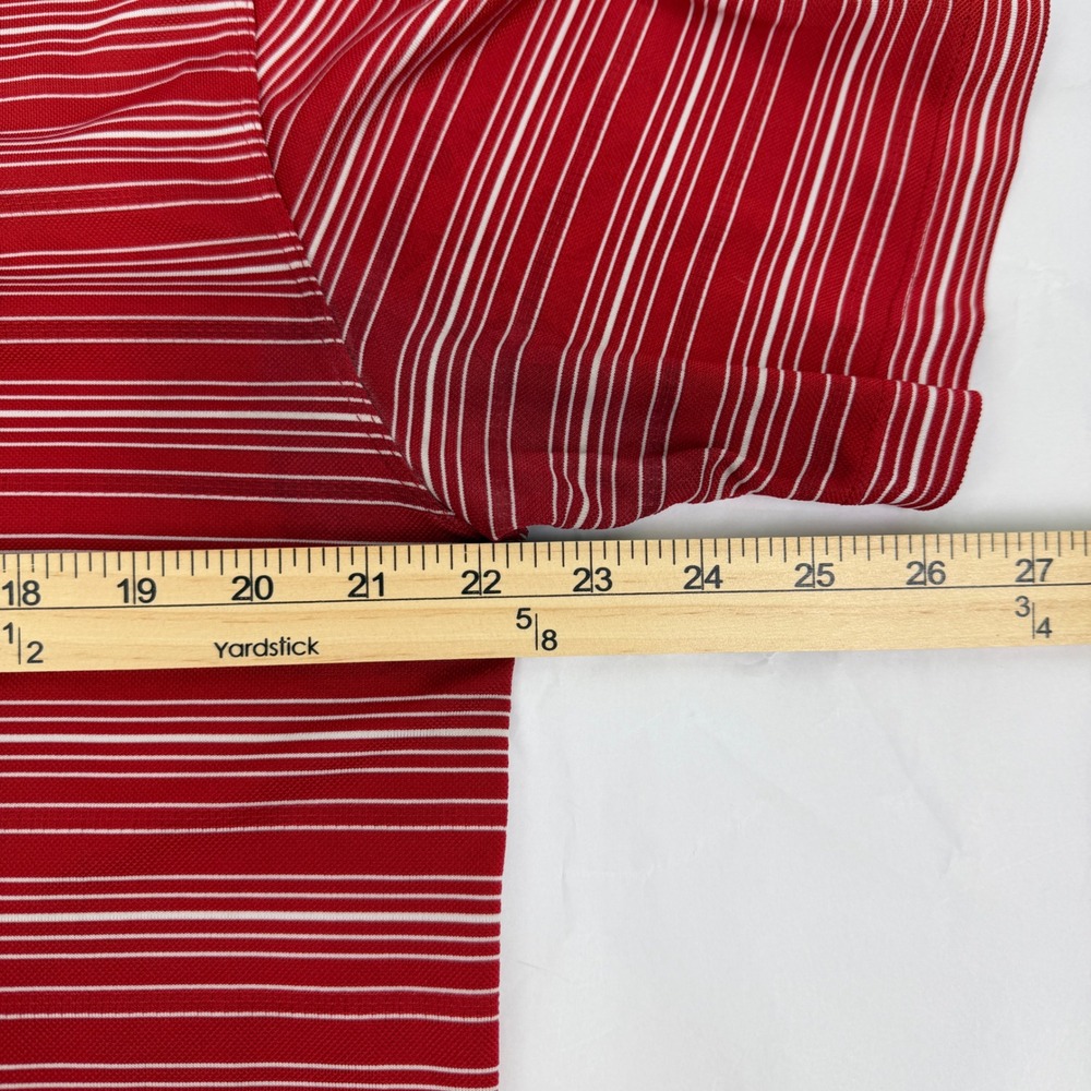 Nike Golf Dri-Fit Red White Stripe Polo Shirt Men's Large Golf Shirt - Picture 8 of 9